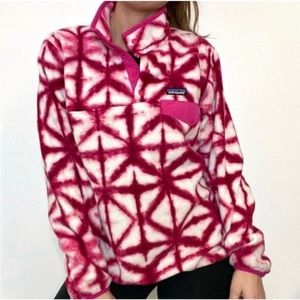 Patagonia Synchilla Diamond Pink Tie Dye Medium Pullover Quarter Snap Fleece